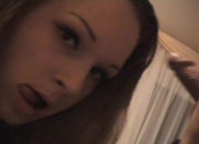 Sexy brunette girl gives blowjob