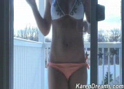 Karen's orange bikini