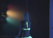 Blacklight striptease with Bella