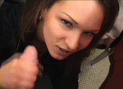 Awesome brunette gives blowjob
